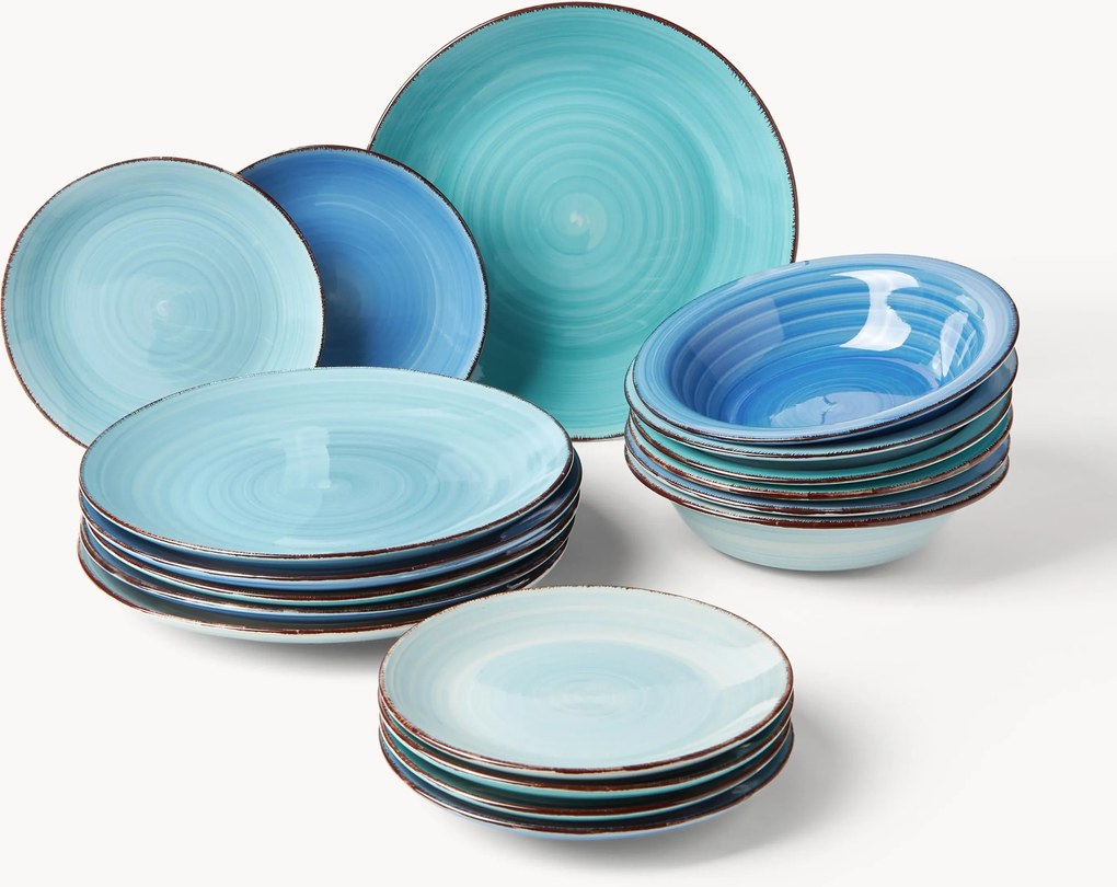 Conjunto de loiça pintada à mão Baita, 6 pessoas, conjunto de 18