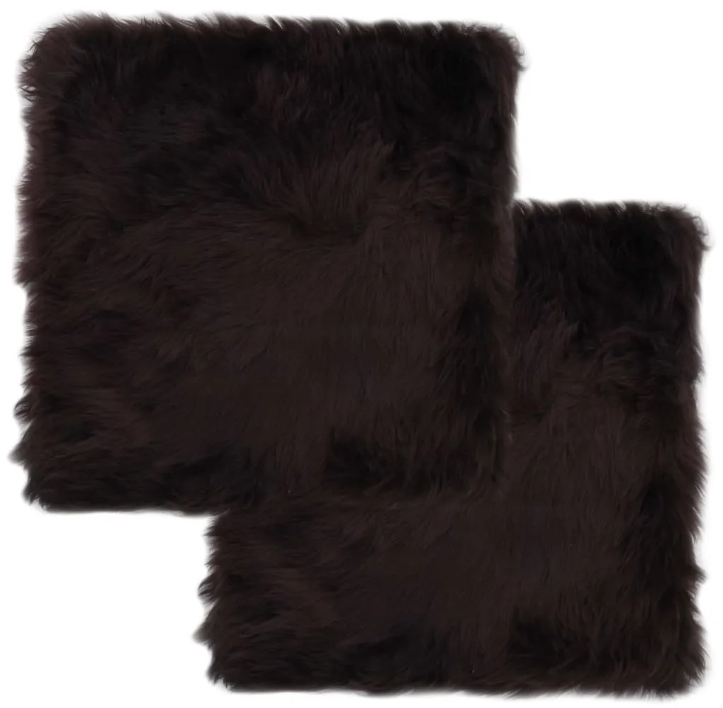 Almofadas p/ cadeira 2 pcs 40x40cm pele carneiro castanho