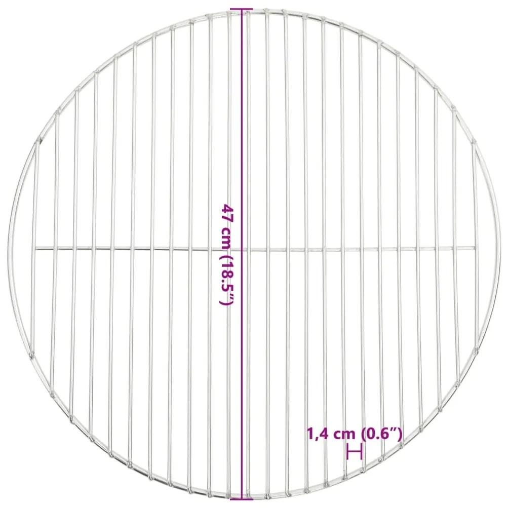 Grelha para churrasco redonda Ø47 cm aço inoxidável 304