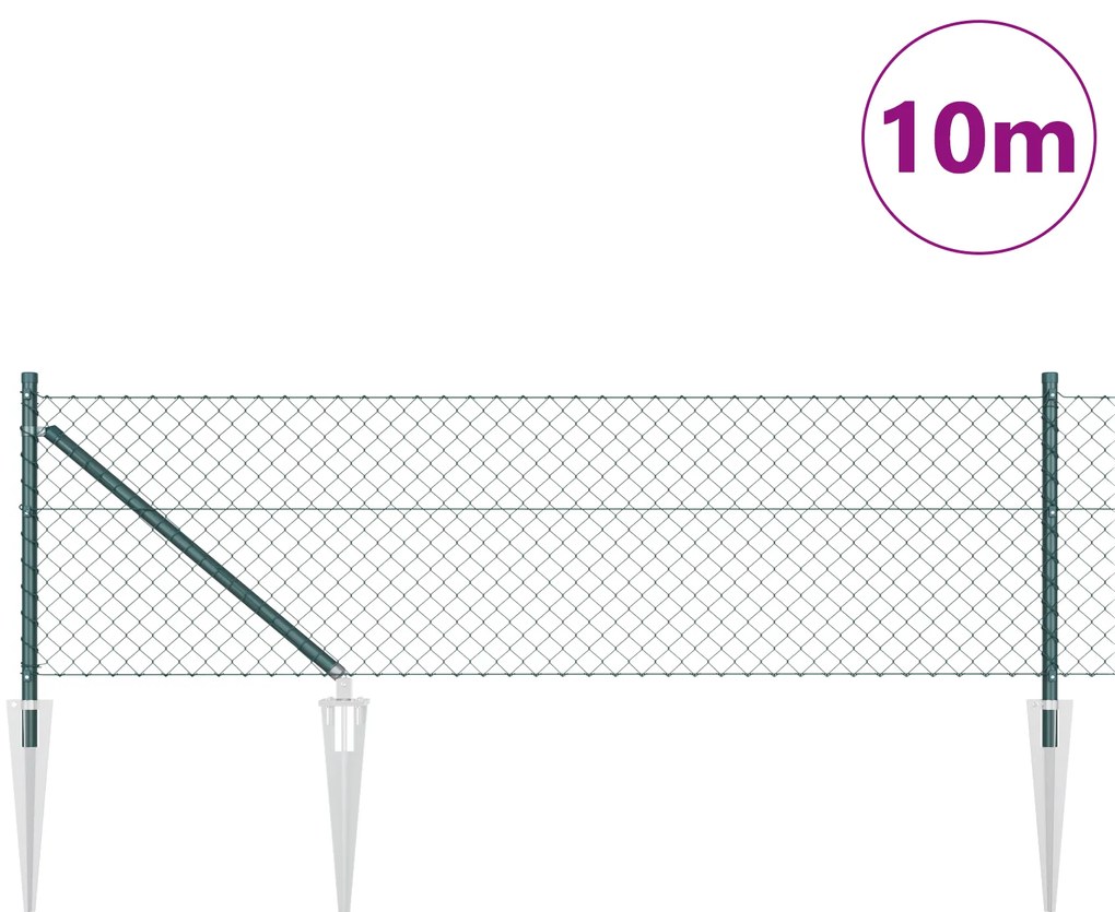 Cerca de Arame com 7 Postes de Espinho 0.8x10 m Aço Galvanizado