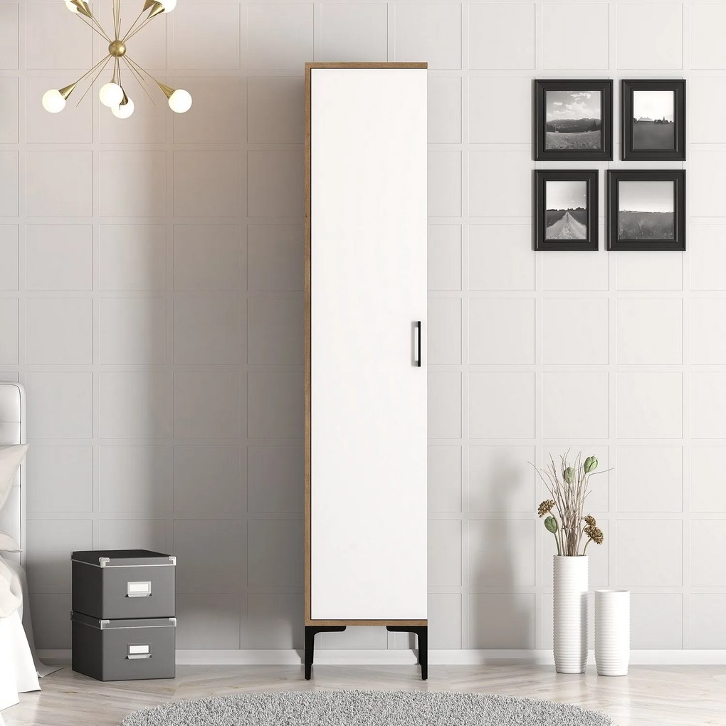 Roupeiro Kumsal S – Nogueira e Branco – 40 cm Largura x 47,5 cm Altura