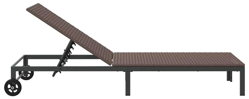 Espreguiçadeira vidaXL com Rodas Castanha em Rattan Poliéster