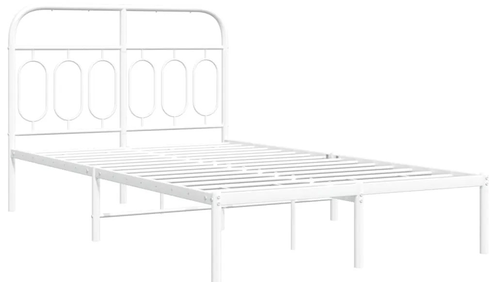 Estrutura de cama com cabeceira 120x190 cm metal branco