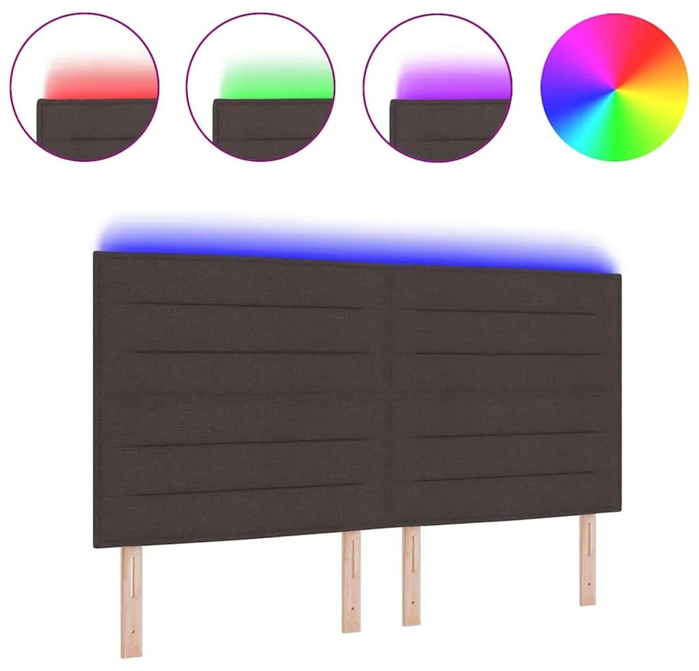 Cabeceira LED Design Linhas Marrom Escuro 90 cm Tecido