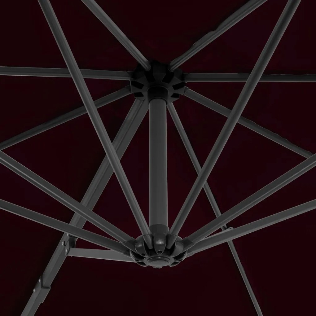 Guarda-sol jardim cantilever c/ poste alumínio 300 cm vermelho