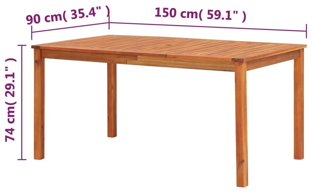 Mesa de jardim 150x90x74 cm madeira de acácia maciça