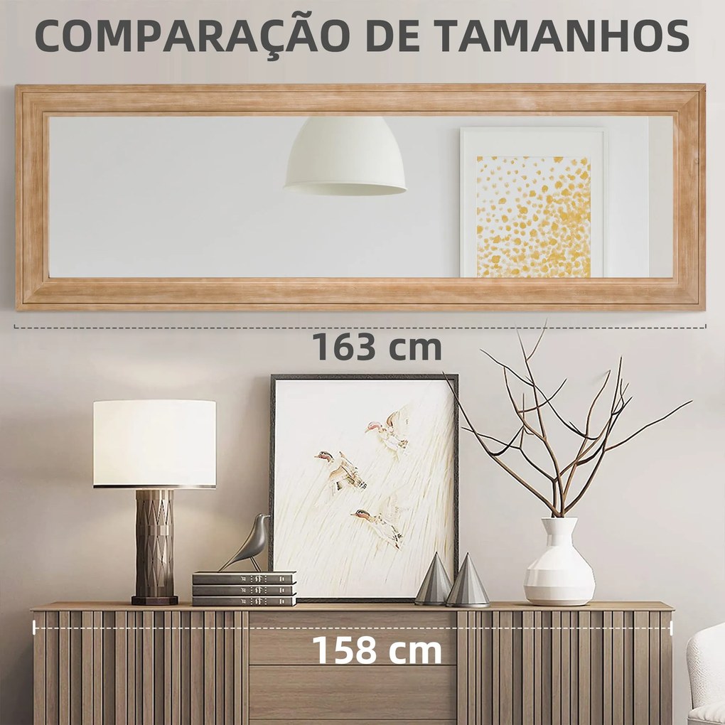 HOMCOM Espelho de Parede 163x53,3 cm Espelho de Corpo Inteiro com Estr