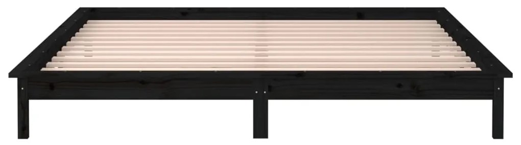 Estrutura de cama com LEDs 200x200 cm madeira maciça preto