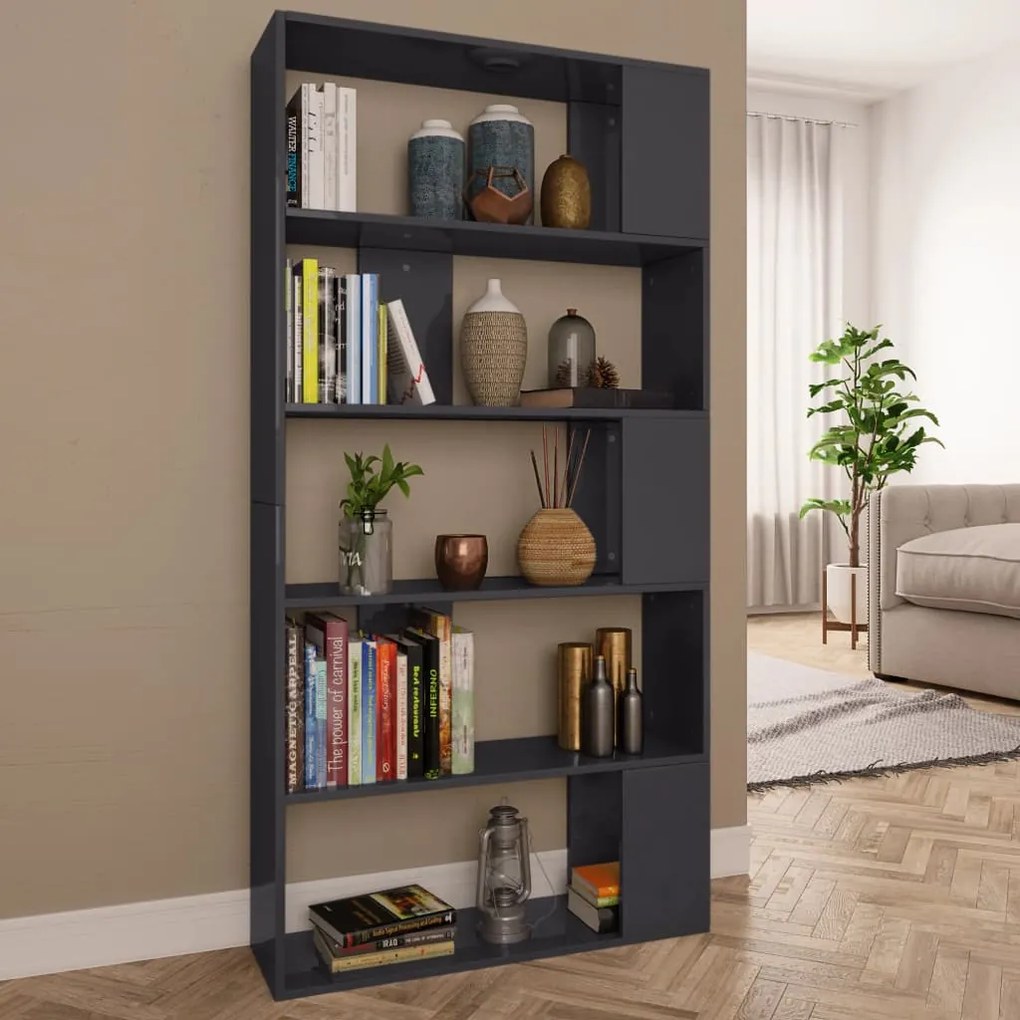 800107 vidaXL Estante/divisória 80x24x159 cm cinzento brilhante