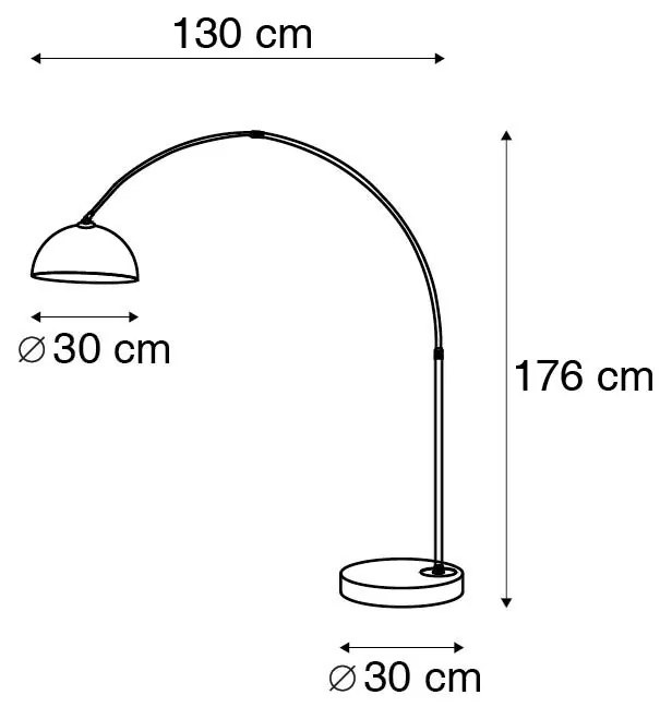 LED Candeeiro de Arco Inteligente Latão com Abaajur Branco incl. Wifi A60 - Arc Basic Moderno