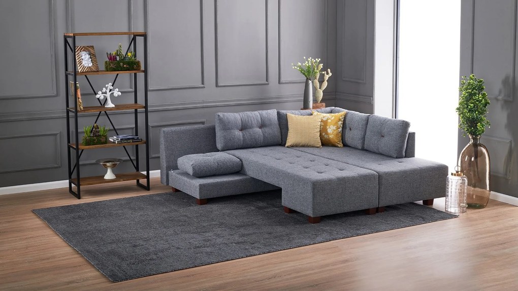 Sofá-Cama de Canto Manama – Cinzento – 280x85x206 cm