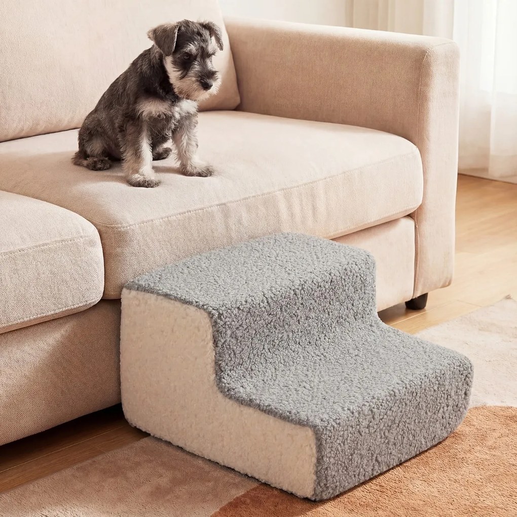 Rampa de espuma de 2 níveis para cães com capa lavável e inclinação suave para sofás, camas ou poltronas, destinada a animais de estimação mais velhos