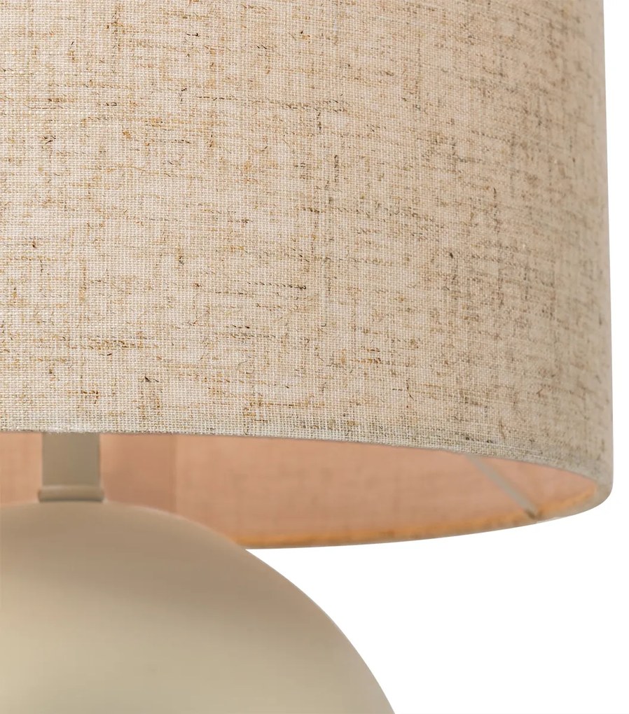 Candeeiro de mesa design bege com abajur em linho bege - Lotti Design,Moderno