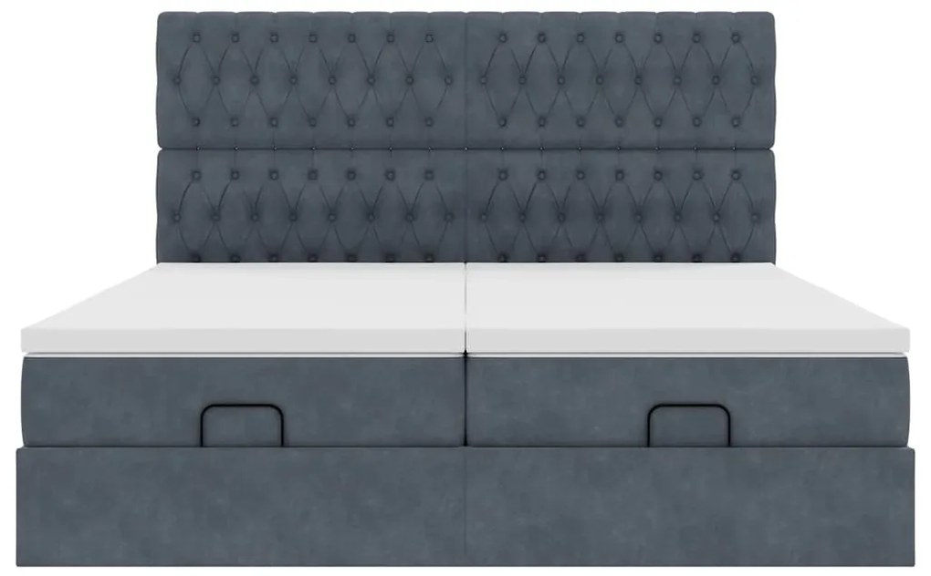 Estrutura cama otomana colchões 160x200 cm cinzento escuro