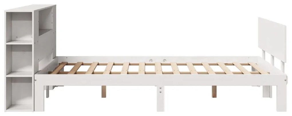 Cama com estante sem colchão 140x200 cm pinho maciço branco
