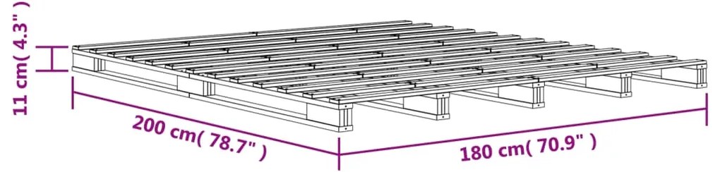 Cama de paletes 180x200 cm madeira pinho maciça castanho cera
