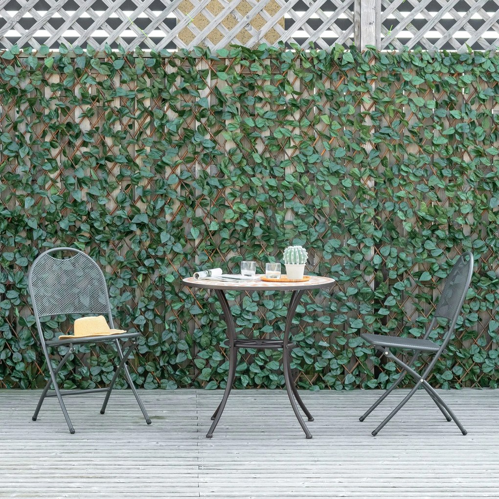 Conjunto de 4 sebes artificiais de hera extensível 200 x 100 cm, folhagem de poliéster com efeito de vime para proteção da privacidade, verde