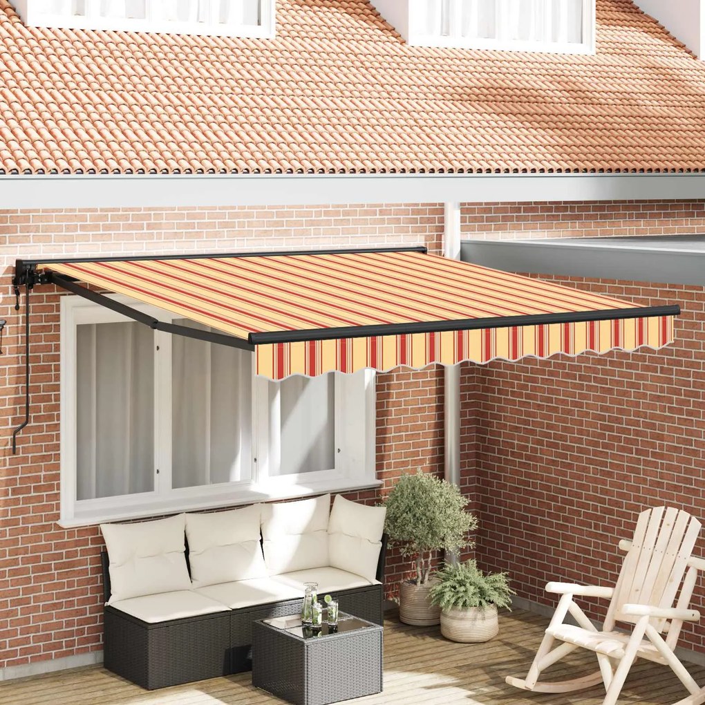 vidaXL Toldo Retrátil Amarelo e Laranja 350x250 cm tecido