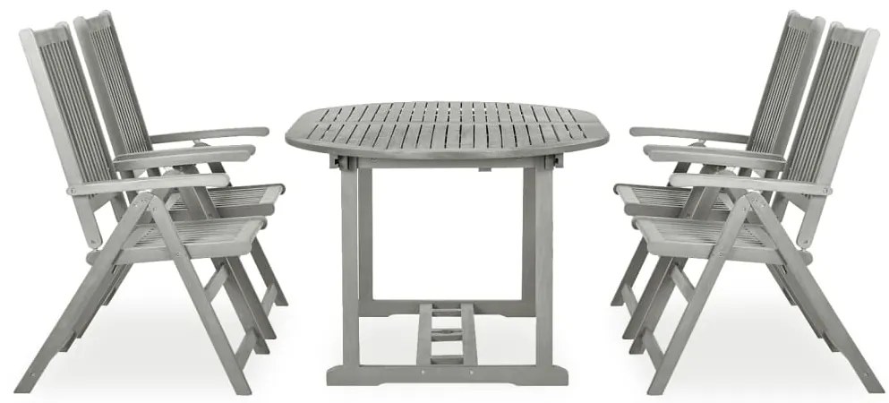 5 pcs conjunto de jantar jardim madeira acácia maciça cinzento