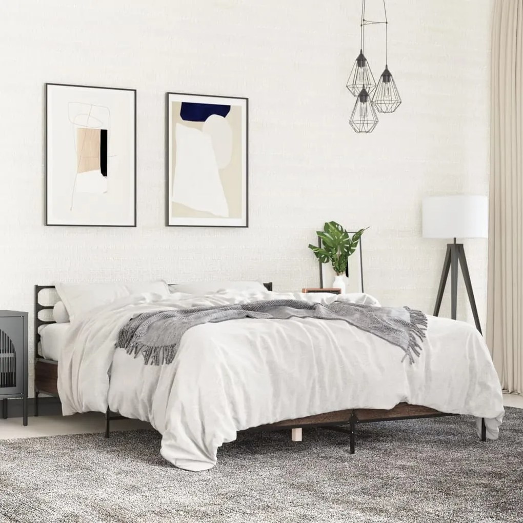 vidaXL Estrutura de cama 160x200cm derivados madeira/metal