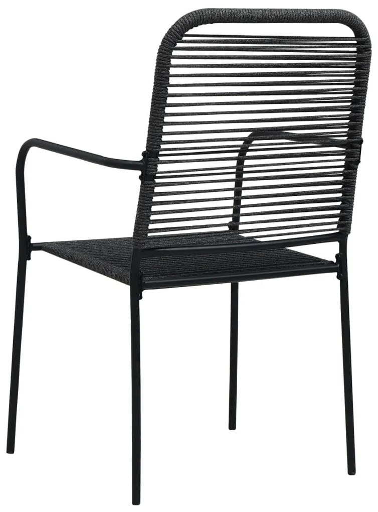 9 pcs conjunto de jantar p/ jardim corda de algodão e aço preto