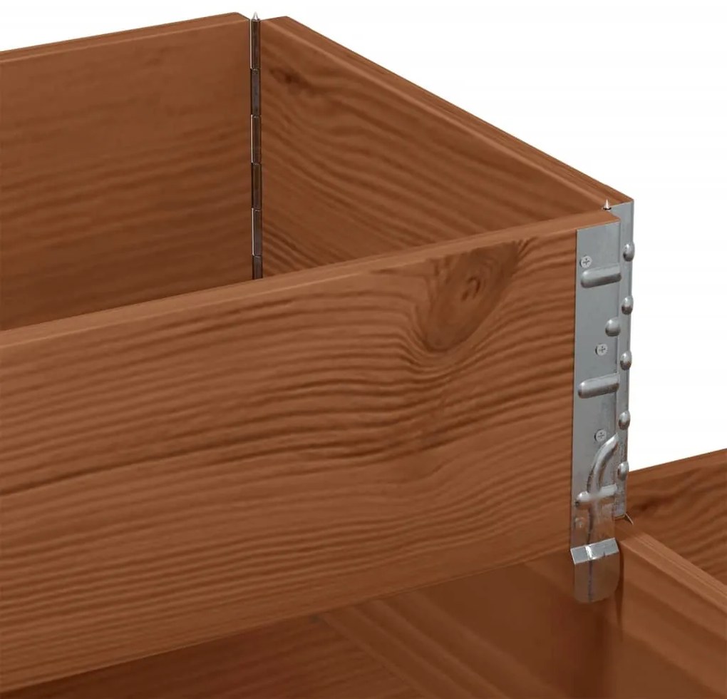 Canteiro elevado de 3 níveis 120x80 cm pinho maciço castanho