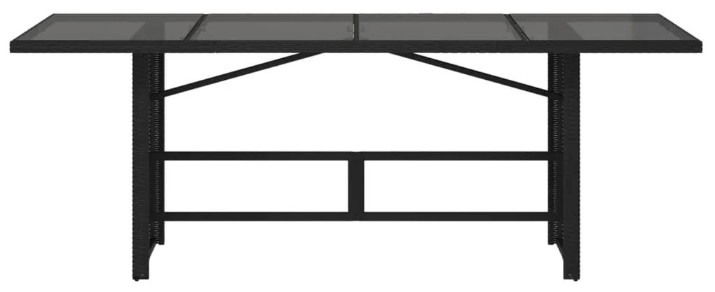 Mesa de jardim com tampo de vidro 190x80x75 cm vime PE preto