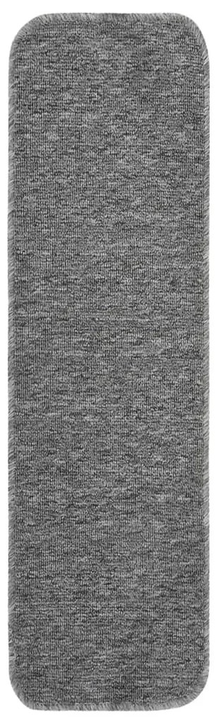 Tapetes antiderrapantes retang. p/ escadas 15pcs 75x20 cm cinza