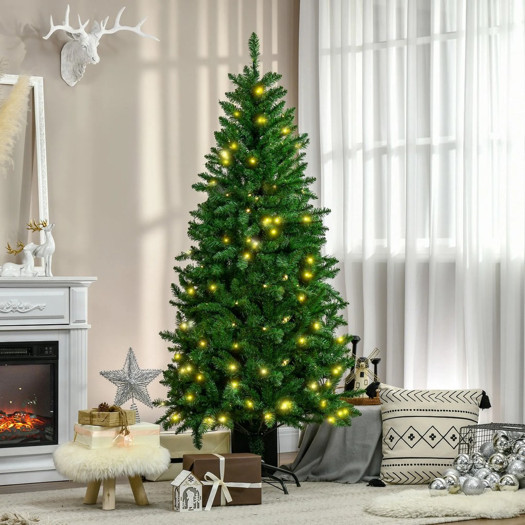 Árvore de Natal Artificial Altura 180cm Ignífugo com 714 Ramos 200 Luz