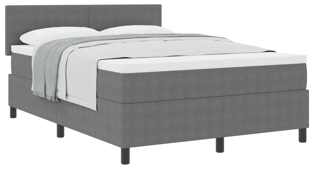 Cama Box Spring com Colchão Cinza 160x200 cm Tecido de Veludo