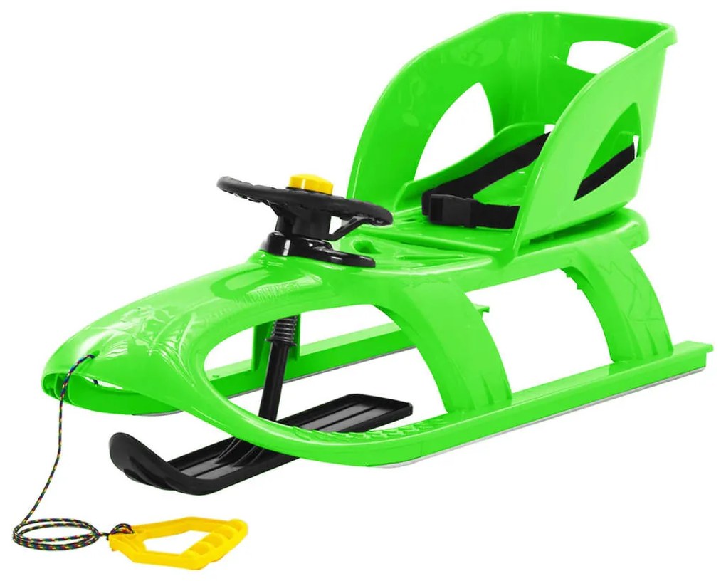 vidaXL Trenó c/ assento e volante 102,5x40x23cm polipropileno Verde