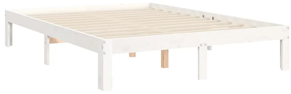 Cama sem colchão 140x200 cm madeira de pinho maciça branco