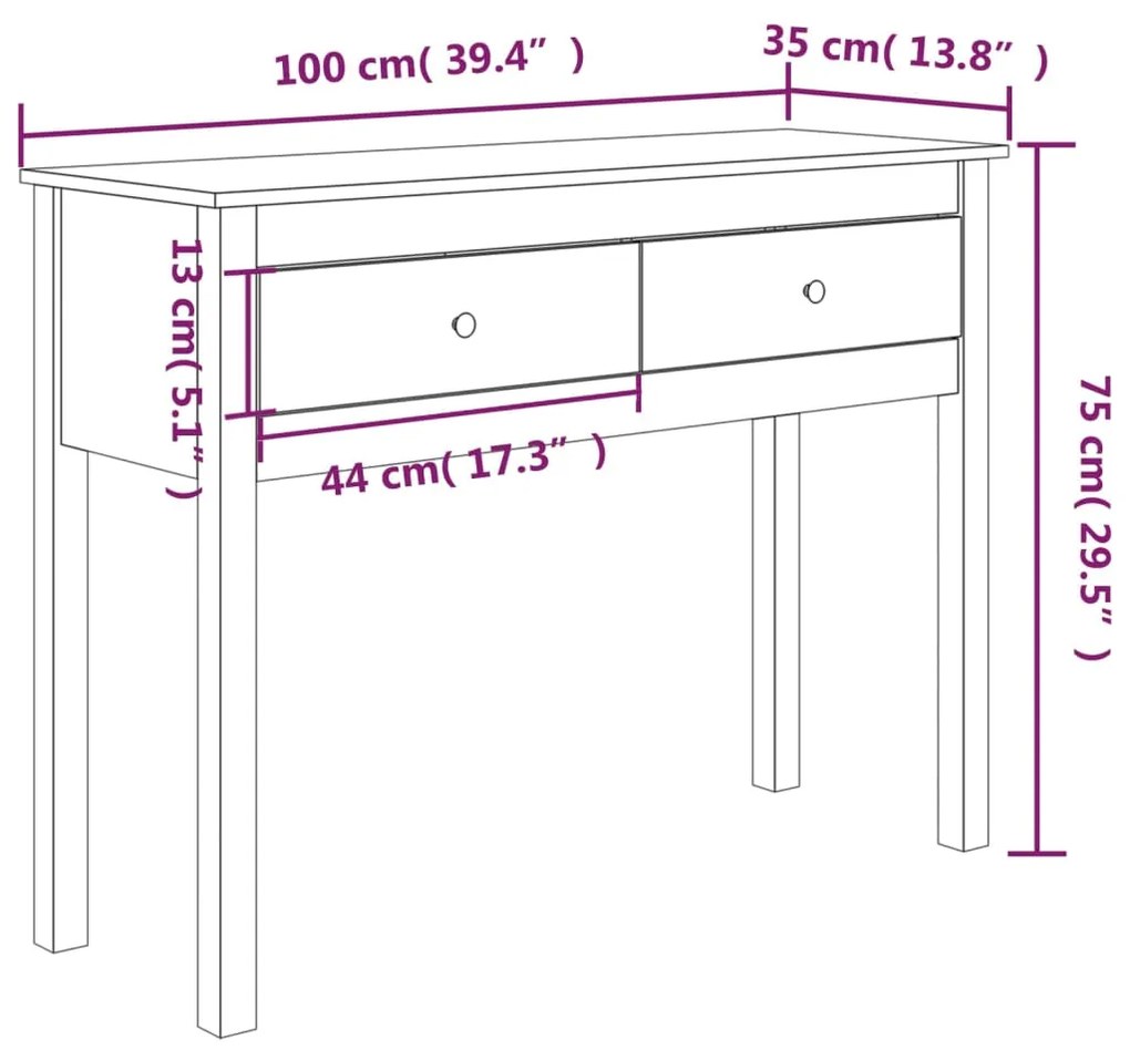 Consola de Entrada Finn - 100 x 35 x 75 cm - Cor Cinzento - Madeira de