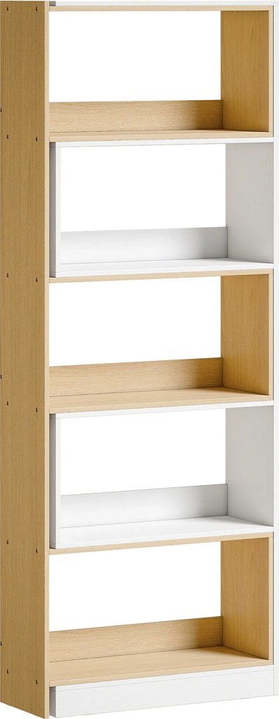 HOMCOM Estante de canto giratória 350° com 5 níveis, prateleira de arrumação extensível em forma de L, 60-111x24x164cm, carvalho | Aosom Portugal
