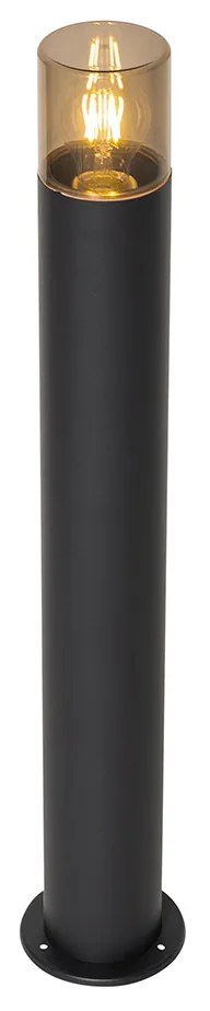 Candeeiro de pé para exterior preto com cúpula fumada 70 cm - Odense Moderno