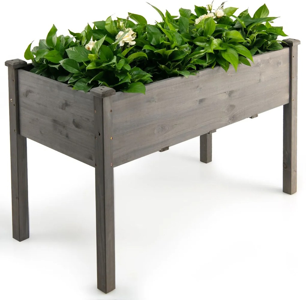 Floreira elevado para flores, plantas e cultivo para jardim, exterior ou varanda 125 x 59 x 76 cm cinza