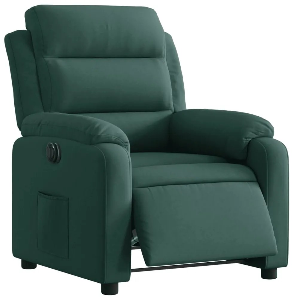 Poltrona reclinável elétrica veludo verde-escuro