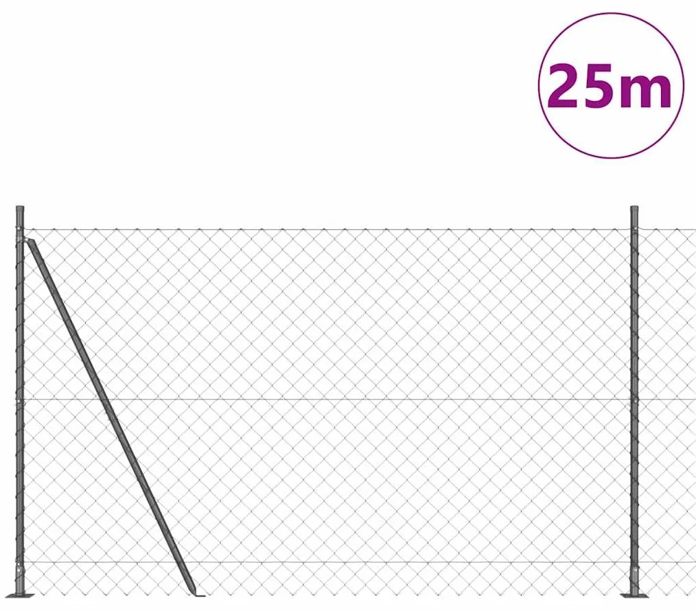 Conjunto de Postes de Cerca Prateado 25 x 1.5 m Aço Galvanizado