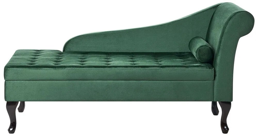 Chaise-longue à direita com arrumação em veludo verde escuro PESSAC Beliani