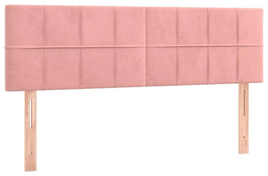 Cabeceira de cama c/ luzes LED veludo 144x5x78/88 cm rosa