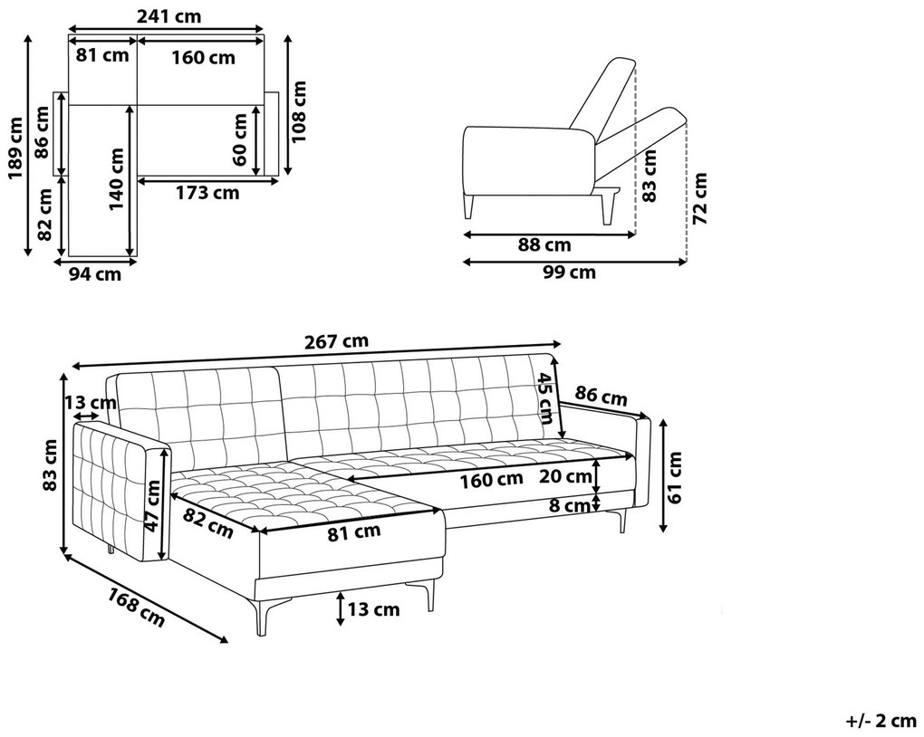 Sofá de canto 4 lugares em veludo rosa à direita ABERDEEN Beliani