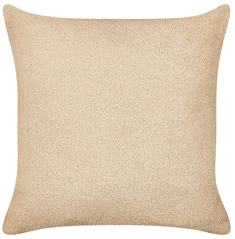 Conjunto de 2 almofadas decorativas em tecido bouclé cor de areia 45 x 45 cm LEUZEA Beliani