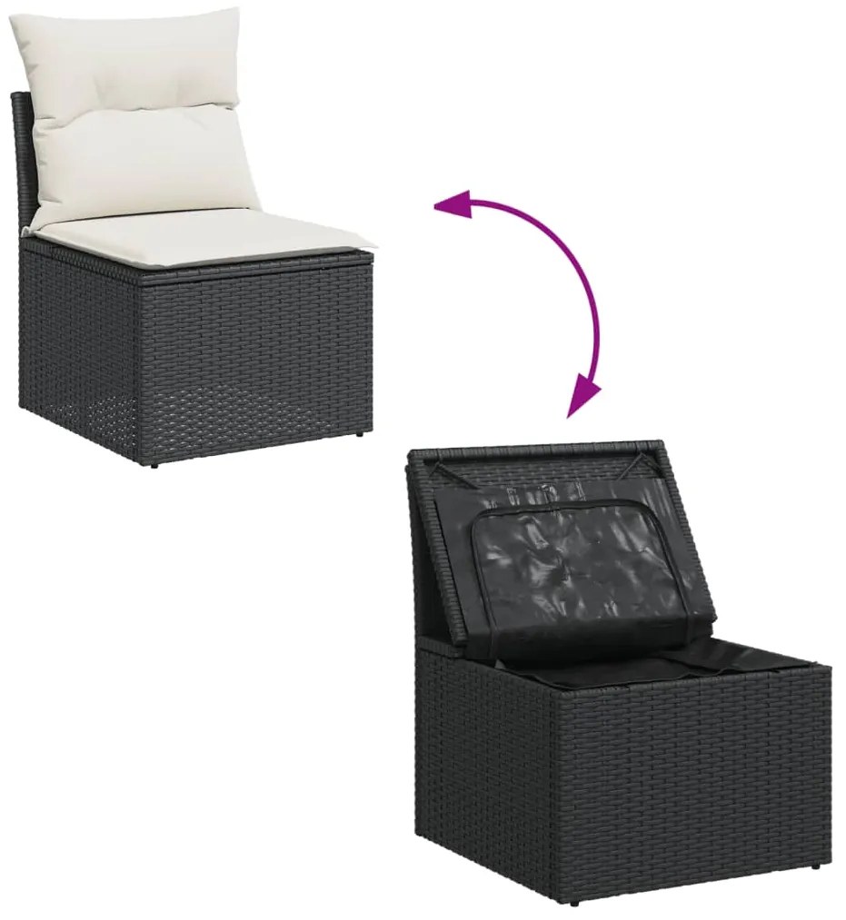 12 pcs conjunto de sofás de jardim c/ almofadões vime PE preto