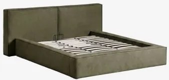 Cama Com Baú Articulado Estofada Lunari Tecido Verde Exército & 180 X 200 Cm & Sem Colchão - Sklum
