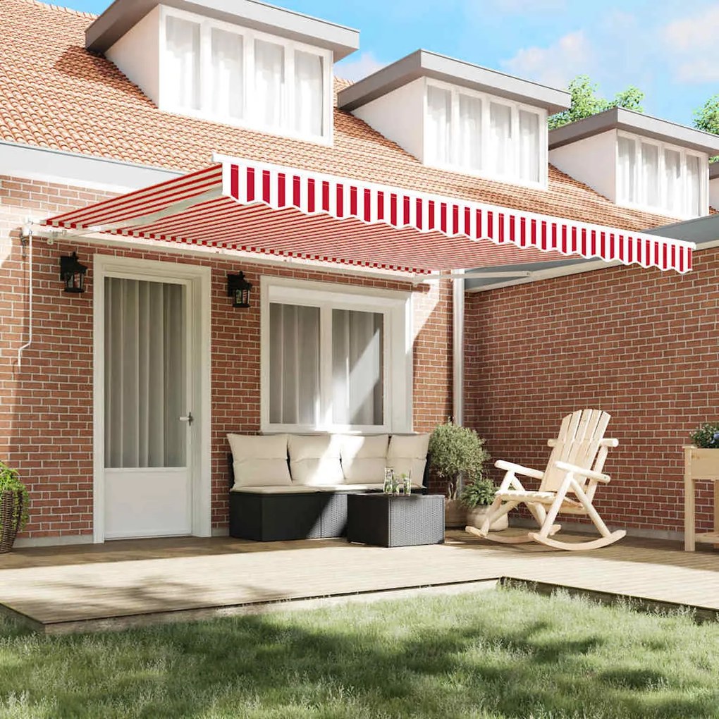Toldo Retrátil Vermelho e branco 400 × 300 cm Vermelho e branco