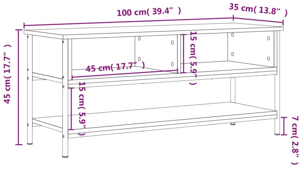 Móvel de TV 100x35x45 cm derivados de madeira carvalho fumado