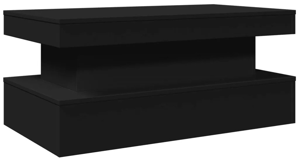 Mesa de centro com luzes LED 90x50x40 cm preto
