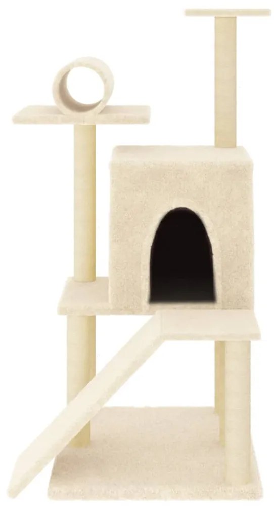 Árvore para gatos c/ postes arranhadores sisal 110,5 cm creme