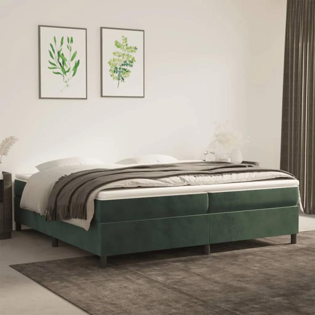 3121141 vidaXL Estrutura de cama com molas 200x200 cm veludo verde-escuro