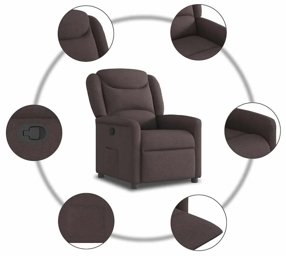 Poltrona reclinável tecido castanho-escuro